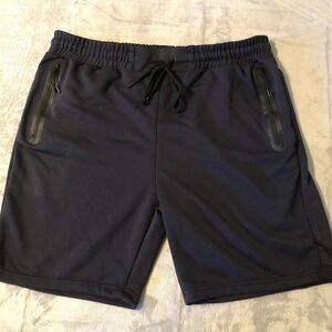Pure Champ Shorts Mens XL Navy Blue Zipper Pocket Athletic Drawstring Gym 8" Ins